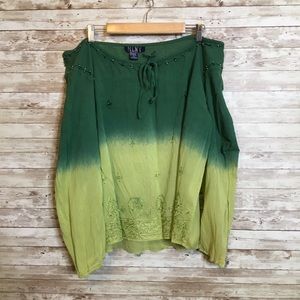 MLNY Tie Dyed Edge/Off Shoulder Embroidered Top